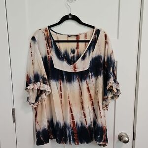 BloomChic Pink and Black Ruffled Sailor Collar Blouse